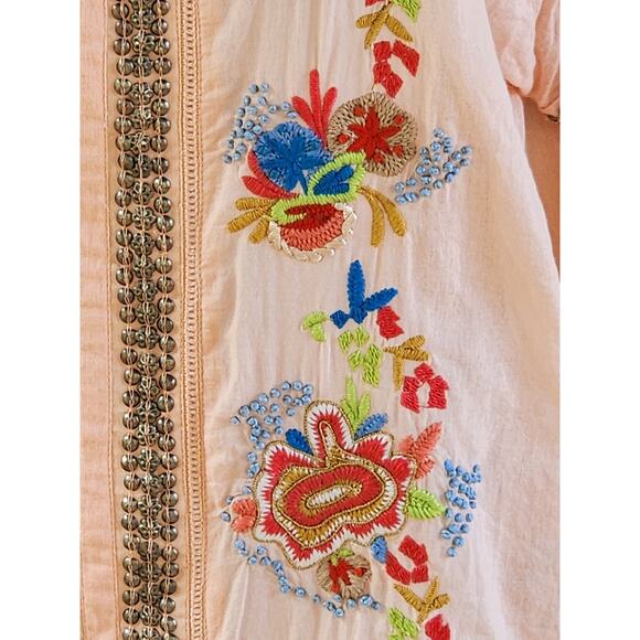 Soft Surroundings Womens Peasant TunicTop sz S Boho Floral Embroidered Cotton - Picture 3 of 8